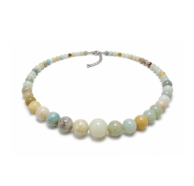 Collier Chute Amazonite Multicolore A Perles 4-12mm 50cm chez Arabesk