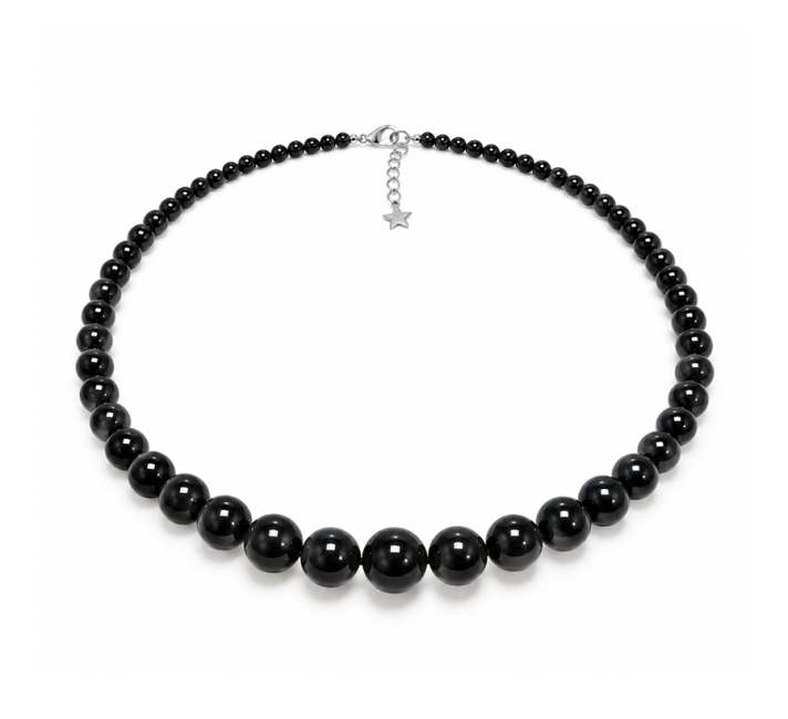 Collier Chute Obsidienne Oeil Céleste A Perles 4-12 mm 50 cm chez Arabesk