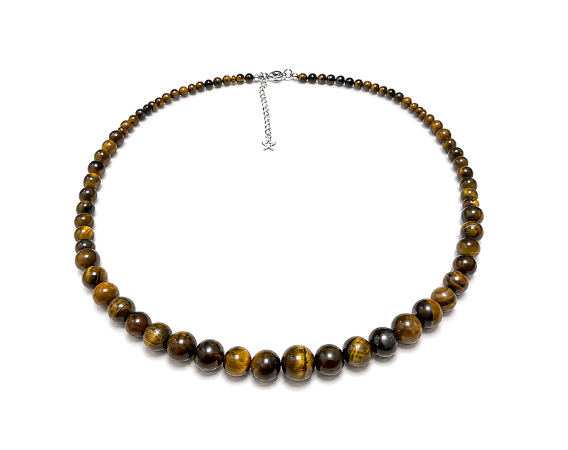 Collier Chute Oeil de Tigre A Perles 4-12 mm 50 cm chez Arabesk