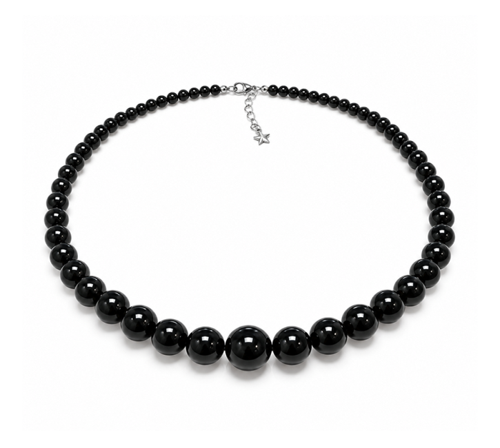 Collier Chute Tourmaline Noire AB Perles 4-12 mm 50 cm chez Arabesk