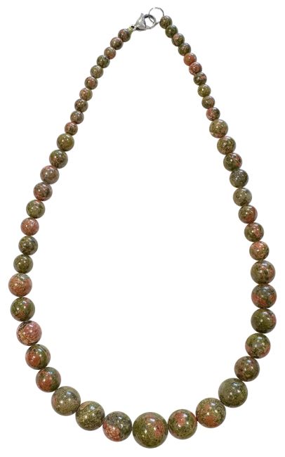 Collier Chute Unakite A Perles 6-14mm 50cm chez Arabesk|cz