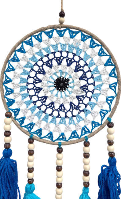 Attrape-rêves Contre le Mauvais Oeil Blanc et Bleu 20 cm chez Arabesk|cz