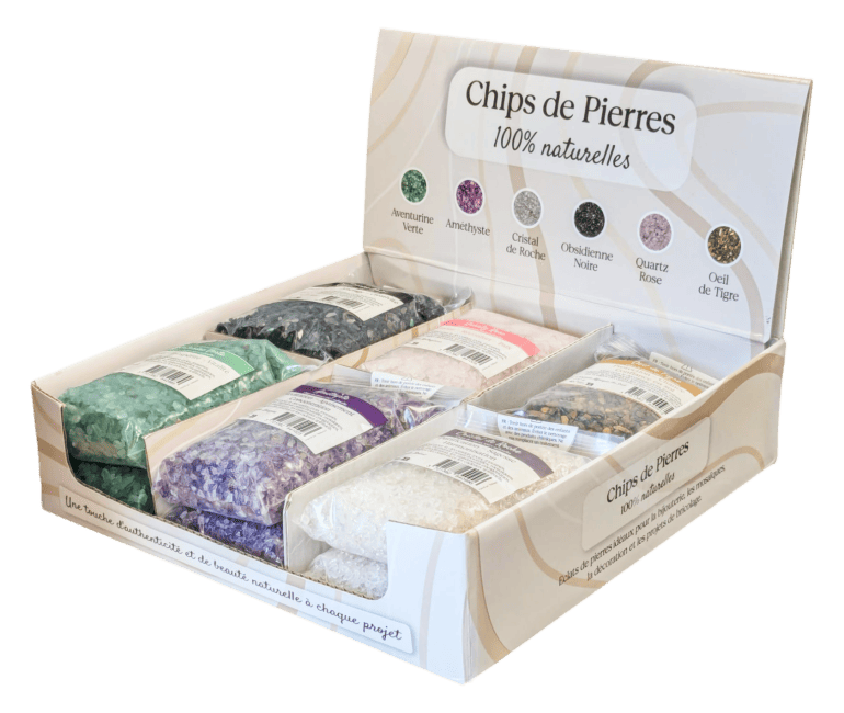 Présentoir Chips de Pierres 250g X 12 sachets chez Arabesk|cz