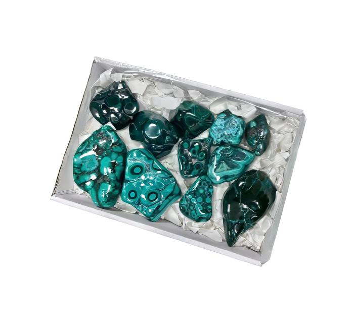 Pack de Malachite AA Polie sur un Côté 10-14 Pièces 1700-1900 g chez Arabesk