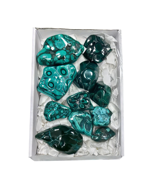 Pack de Malachite AA Polie sur un Côté 10-14 Pièces 1700-1900 g chez Arabesk|cz