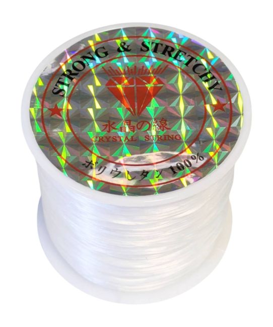 Fil élastique plat blanc 50m chez Arabesk