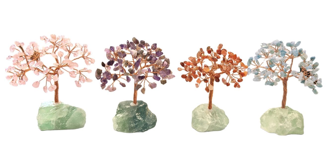 Arbre de Vie Quartz Rose sur Druse Fluorite Verte 12-13cm chez Arabesk|cz