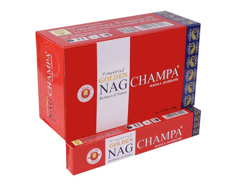 Encens Vijayshree Golden Nag Champa 15g chez Arabesk