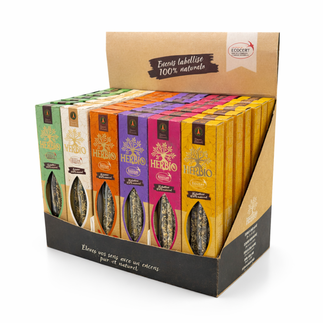 Encens Smudge Ecocert Herbio Présentoir 42 pcs chez Arabesk