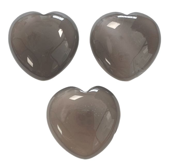 Coeur en Agate Grise 30mm x3 chez Arabesk