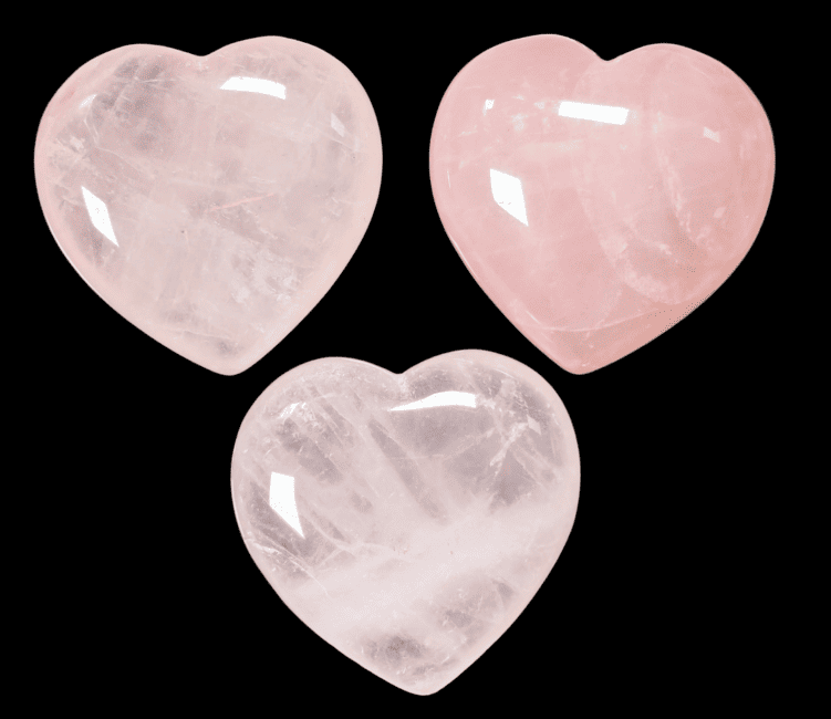 Coeur en Quartz Rose A 40mm x 3 chez Arabesk|cz
