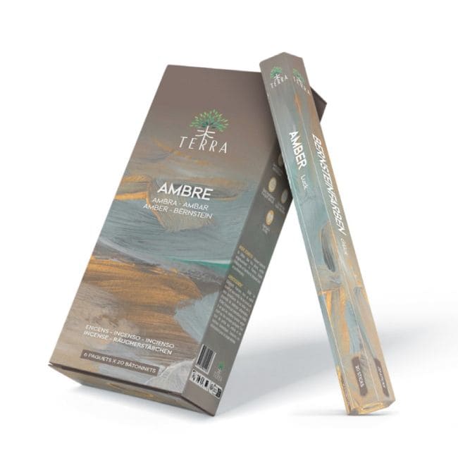 Encens Terra Ambre hexa sans charbon 30grs chez Arabesk