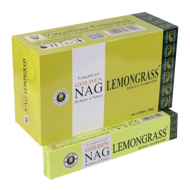 Encens Vijayshree Golden Nag Lemon Grass 15g chez Arabesk