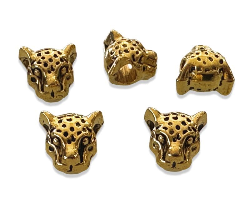 Perles charm's Intercalaire Tête de Léopard dorée 9mm x30 chez Arabesk