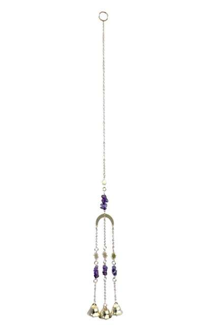 Mobile Attrape Soleil Améthyste Lune Doré 42cm chez Arabesk|cz