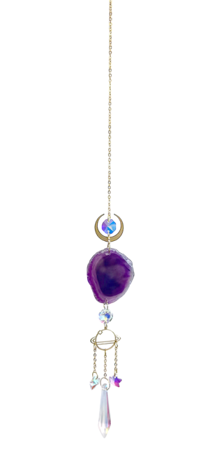Mobile Attrape Soleil Agate Mauve Terre Cosmique et Cristal 41cm chez Arabesk|cz