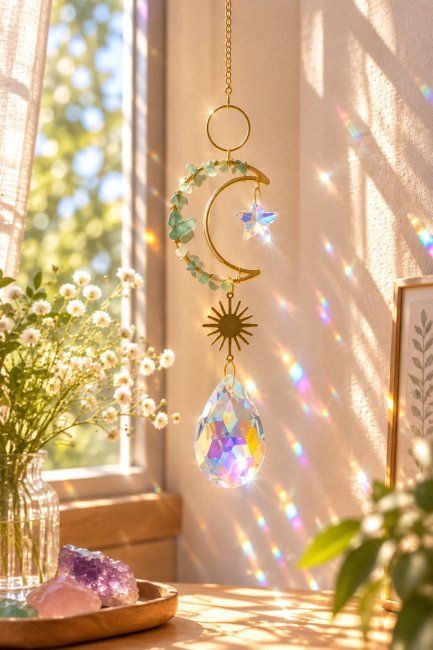 Attrape-soleil Lune en Aventurine Verte chez Arabesk|cz