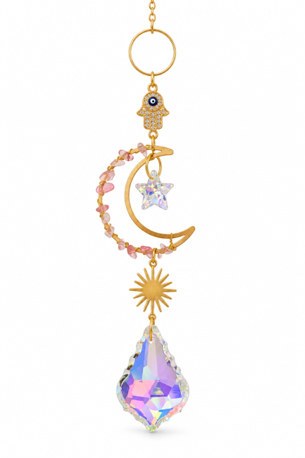 Attrape-soleil Lune en Quartz Rose chez Arabesk