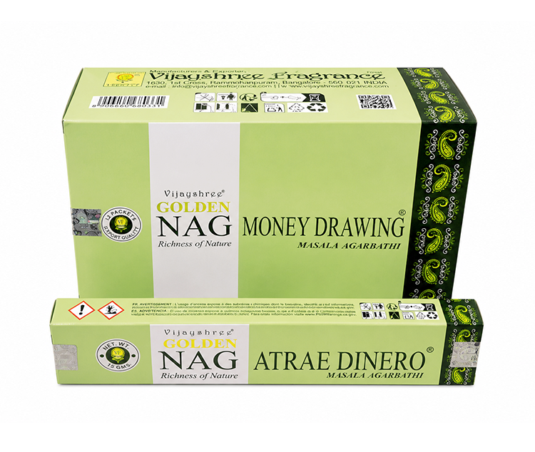 Encens Vijayshree Golden Nag Money Drawing 15g chez Arabesk