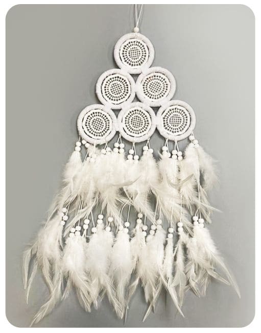 Dreamcatcher Pyramide blanche diametre 17 cm chez Arabesk