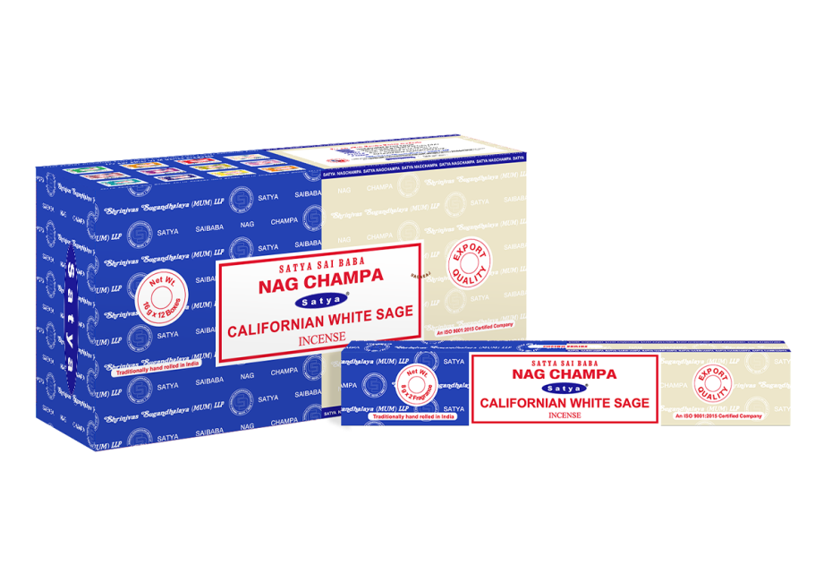 Encens Satya Nag Champa & Sauge Blanche de Californie 16g chez Arabesk