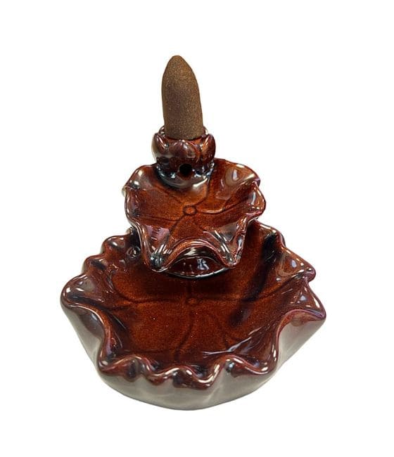 Porte Encens Backflow Céramique Cascade Fleur de Lotus  6cm chez Arabesk|cz