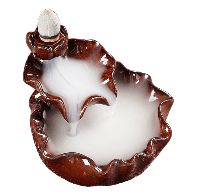 Porte Encens Backflow Céramique Cascade Fleur de Lotus  6cm chez Arabesk