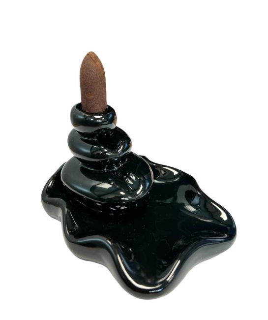 Porte Encens Backflow Céramique  Fontaine Pierre Zen 8cm chez Arabesk|cz