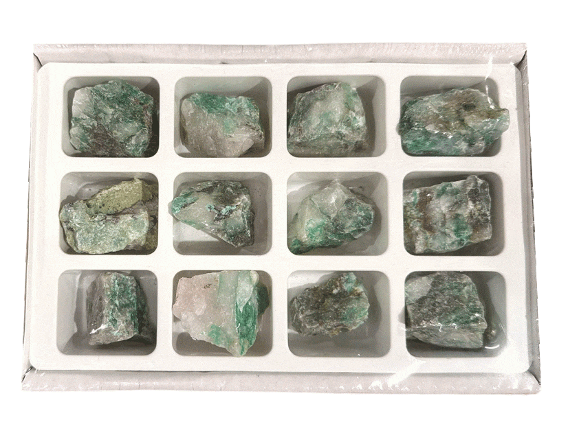 Présentoir sur Quartz 12 pièces Dioptase brute chez Arabesk