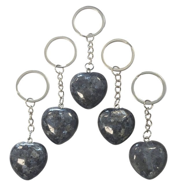 Porte Clés Cœur Larvikite A 30mm x 5 chez Arabesk