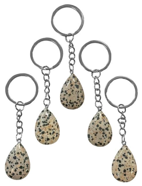 Porte Clés Goutte Jaspe Dalmatien A 30mm x 5 chez Arabesk