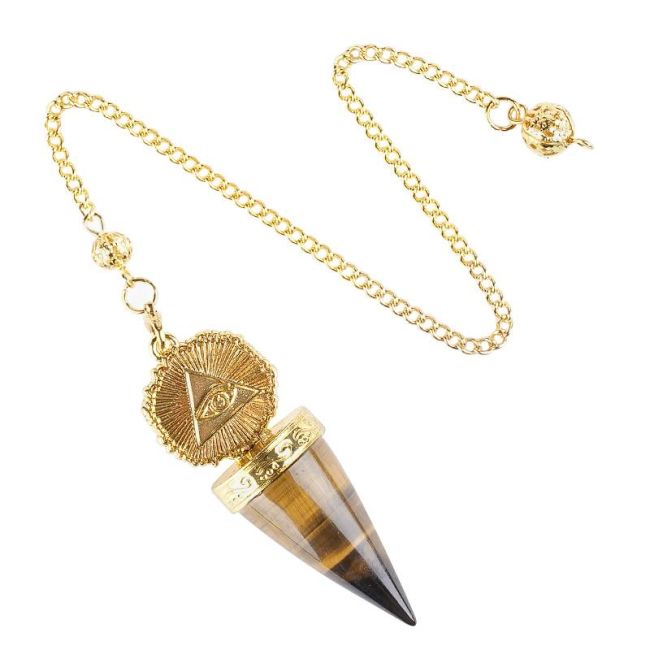Pendule Divinatoire Oeil de Tigre – Œil de la Providence Doré chez Arabesk