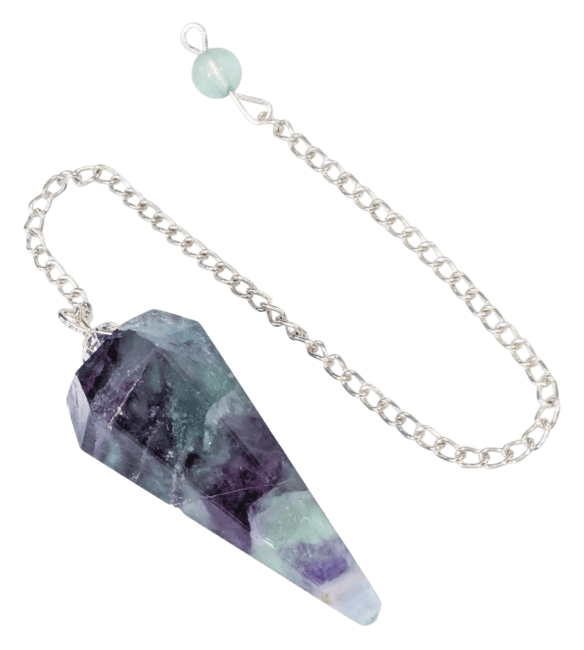 Pendule Fluorite Multicolore Conique 6 faces chez Arabesk