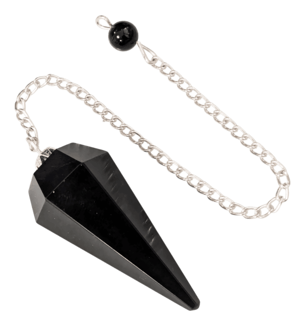 Pendule Obsidienne Noire Conique 6 faces chez Arabesk