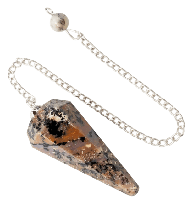 Pendule Agate Dendrite Conique 6 faces chez Arabesk