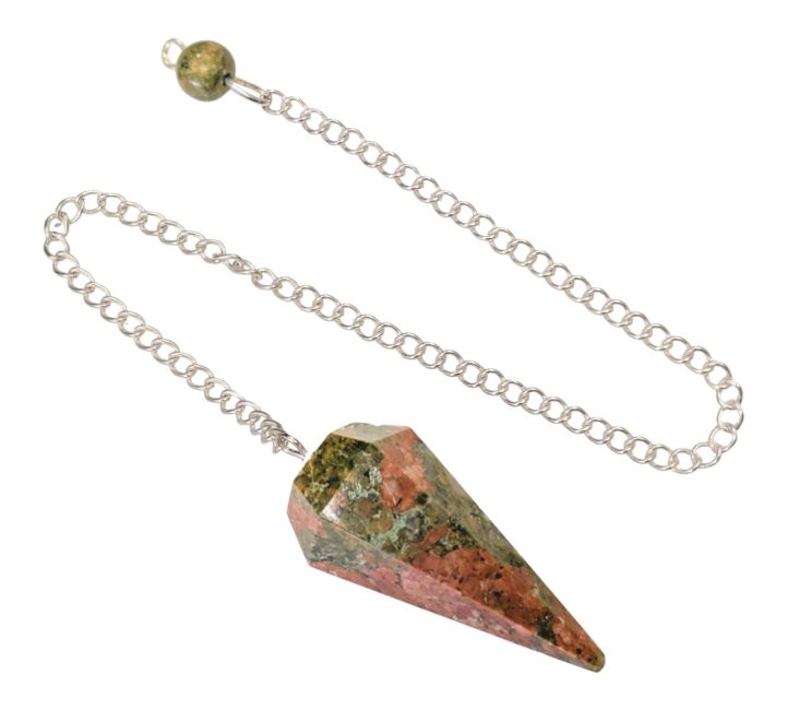 Pendule Unakite conique 6 faces chez Arabesk