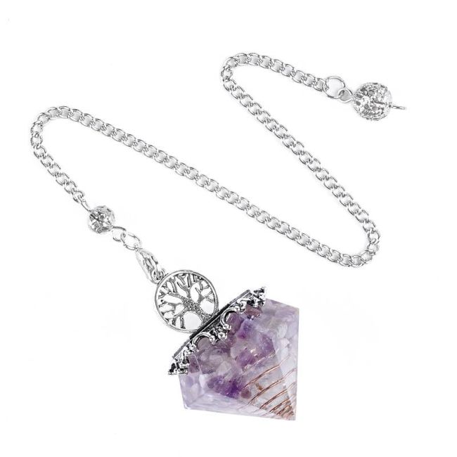 Pendule Orgonite Arbre de Vie Amethyste 6 faces chez Arabesk