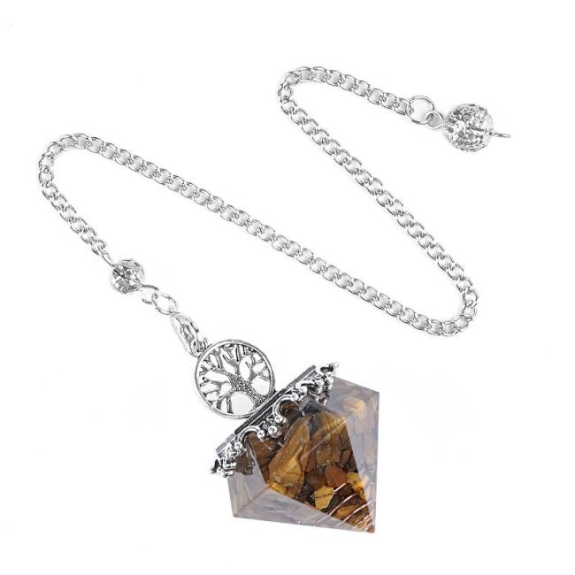 Pendule Orgonite Arbre de Vie Oeil de Tigre 6 faces chez Arabesk