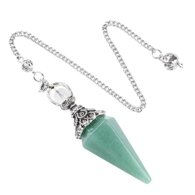 Pendule Aventurine Verte 6 faces & Métal chez Arabesk