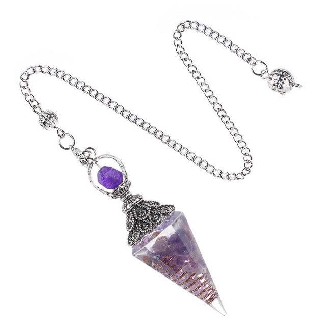 Pendule Orgonite Amethyste 6 faces chez Arabesk