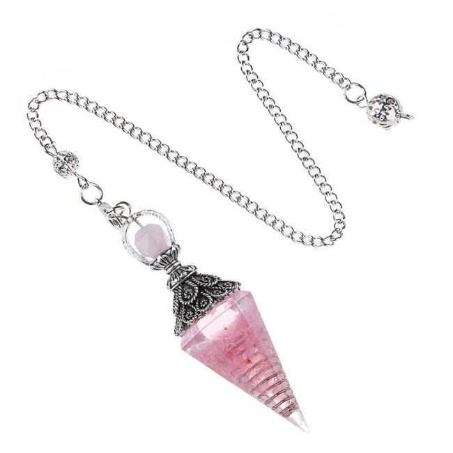 Pendule Orgonite Quartz Rose 6 faces chez Arabesk