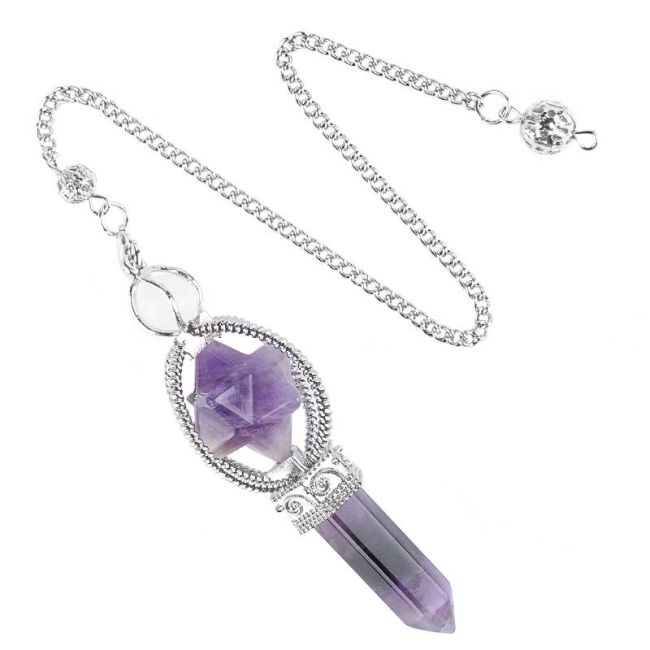 Pendule Amethyste Merkaba 6 faces chez Arabesk