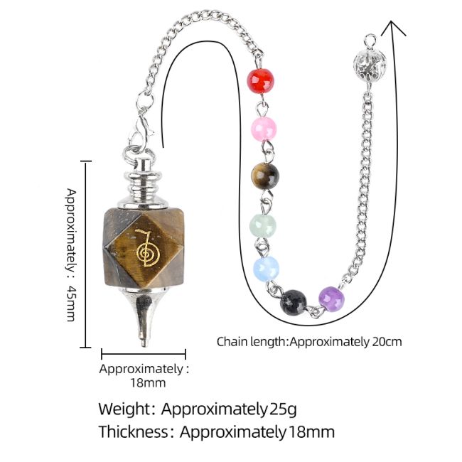 Pendule Hexagolal Quartz Rose Reiki ChoKu Rei 7 Chakras chez Arabesk|cz