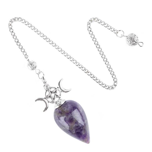 Pendule Divinatoire Pentacle Triple Lune Améthyste chez Arabesk