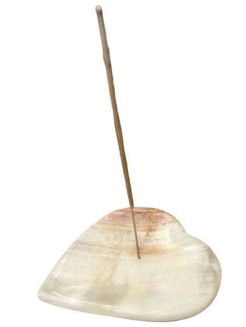 Porte encens grand Coeur pierre Onyx 11x11cm chez Arabesk