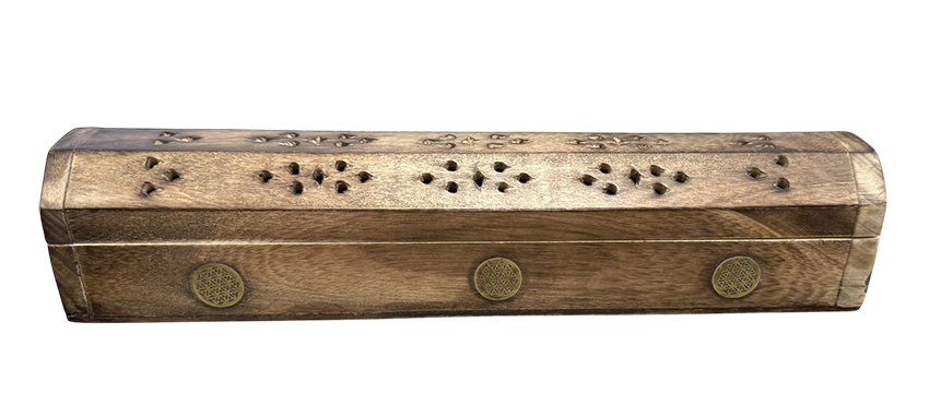 Porte Encens Coffret en Bois de Papri Fleur de Vie 30cm x2 chez Arabesk