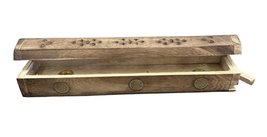Porte Encens Coffret en Bois de Papri Fleur de Vie 30cm x2 chez Arabesk|cz