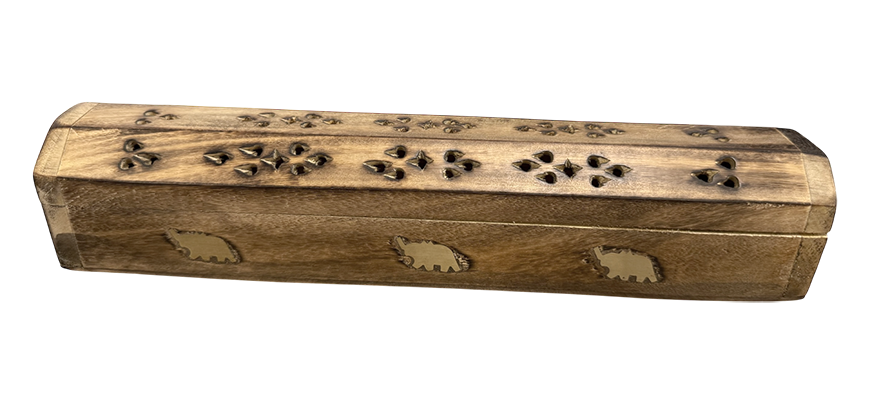 Porte Encens Coffret en Bois de Papri Eléphant 30cm x2 chez Arabesk