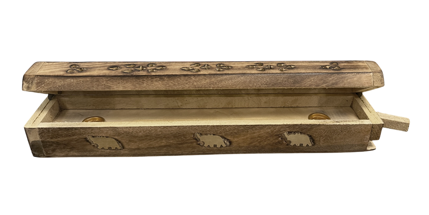Porte Encens Coffret en Bois de Papri Eléphant 30cm x2 chez Arabesk|cz