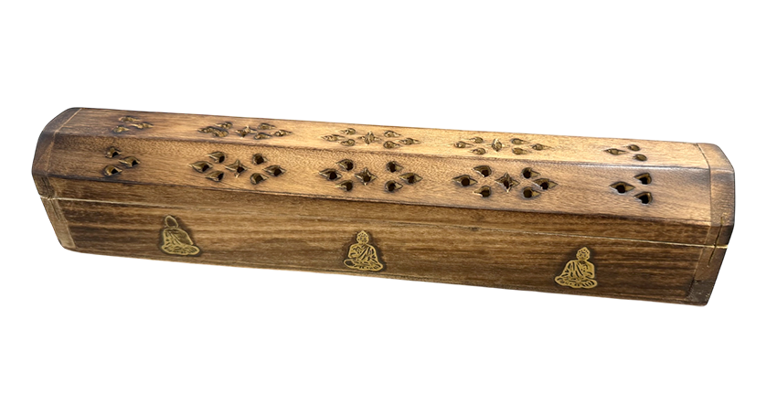 Porte Encens Coffret en Bois de Papri Bouddha 30cm x2 chez Arabesk